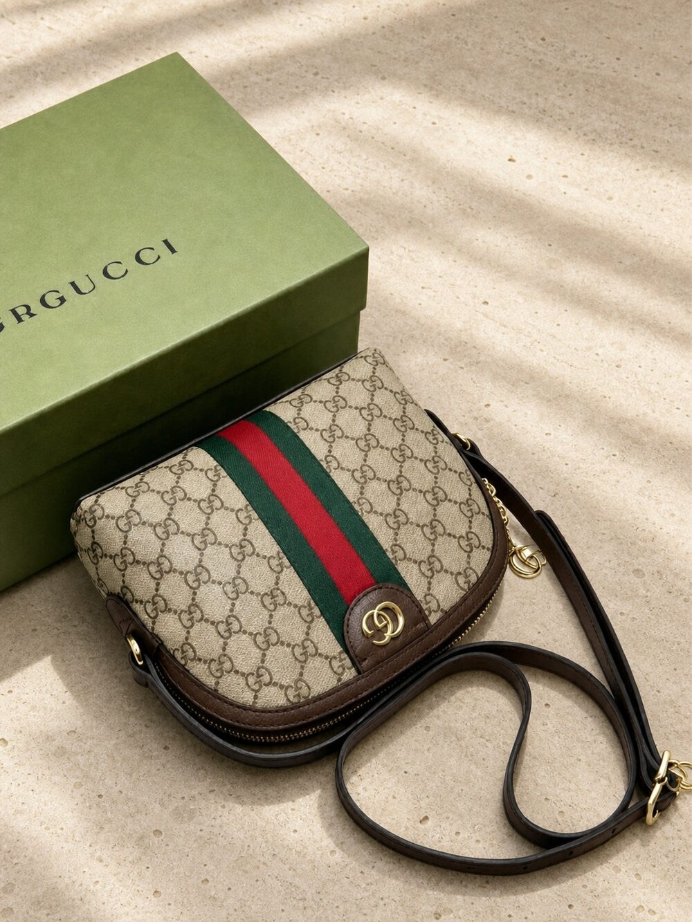 Gucci 634695 96IWT 8565 | Beige-Ebony Canvas | Ophidia Small Bag - Picture 2 of 5